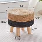 Wimarsbon Round Foot Stool Natural Seagrass Poufs Ottoman Hand Weave Footrest - Image 3