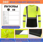 AYKRM Safety T Shirt Reflective High Visibility hi vis Long Sleeve T Shirt - Image 4