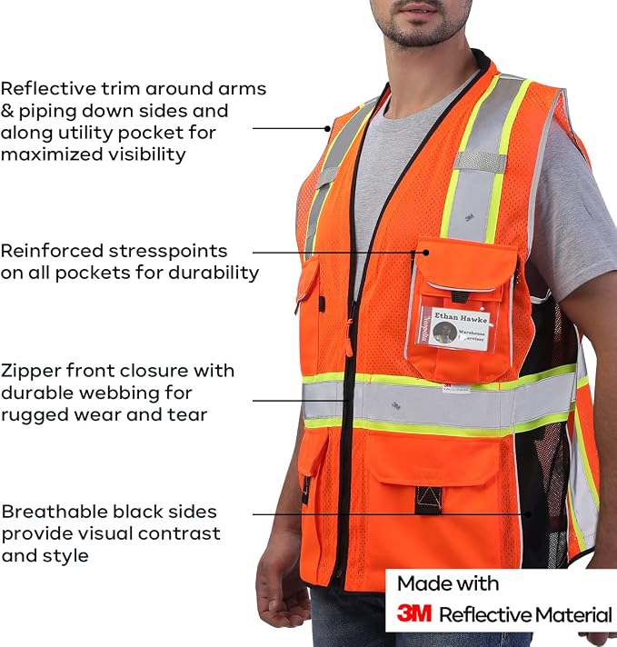Neopelta Reflective Safety Vest Orange Mesh, Made - Image 4