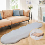 Faux Rabbit Fur Washable Rugs for Bedroom Light Grey Fluffy Rug for Living Room by ORINOVA