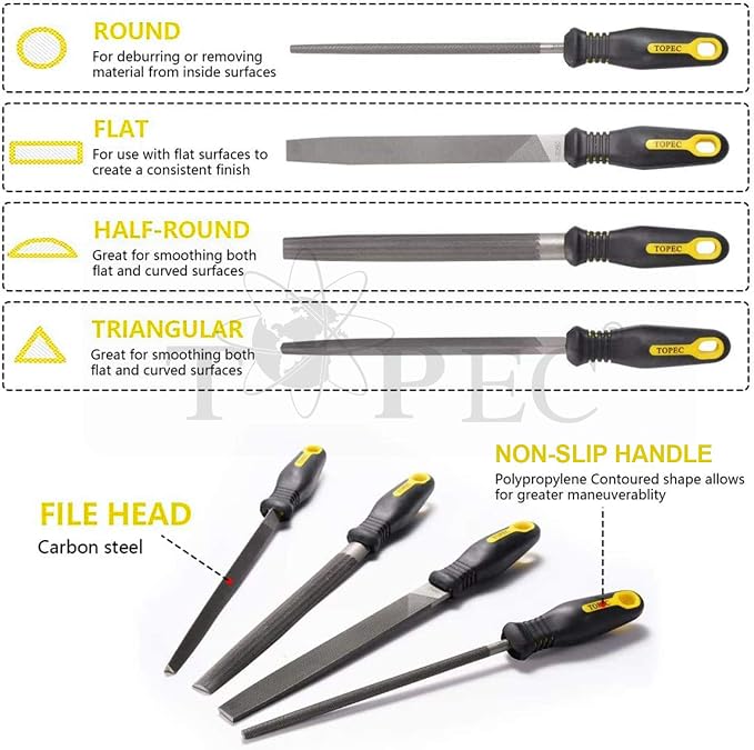 Topec 26Pcs File Set, Round and Flat File Kits are Made of High Carbon-Steel - Image 2