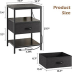 SUPERJARE Night Stand with Charger Station, 27.7 Inch Tall Nightstand with - Image 3