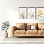YCJKJDZ Framed Beige Botanical Canvas Wall Art Set of 3, Boho Watercolor - Image 7