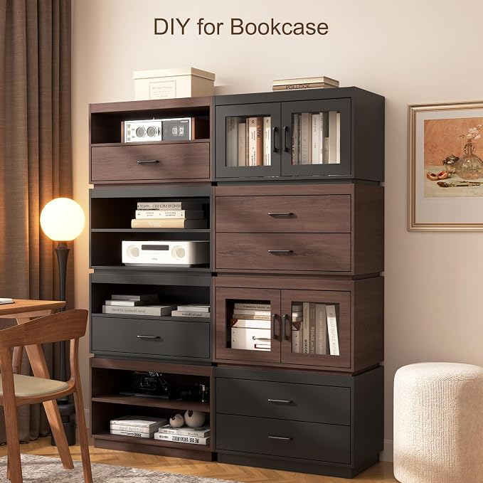 Stackable Storage 2-Shelf, Wood Stackable Closet Organizer Modern Large - Image 4