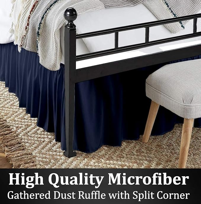 Ruffled Bed Skirt with Split Corners, King 18 Inch Drop Bedskirt, Hotel Quality - Image 3