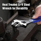 WORKPRO 10-Inch Adjustable Wrench, Cr-V Steel Wide Jaw Black Oxide Wrench - Image 6