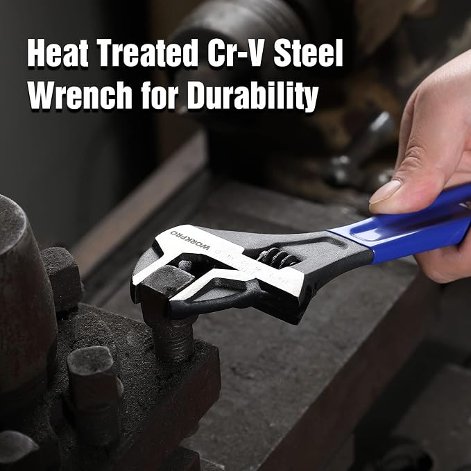 WORKPRO 10-Inch Adjustable Wrench, Cr-V Steel Wide Jaw Black Oxide Wrench - Image 6