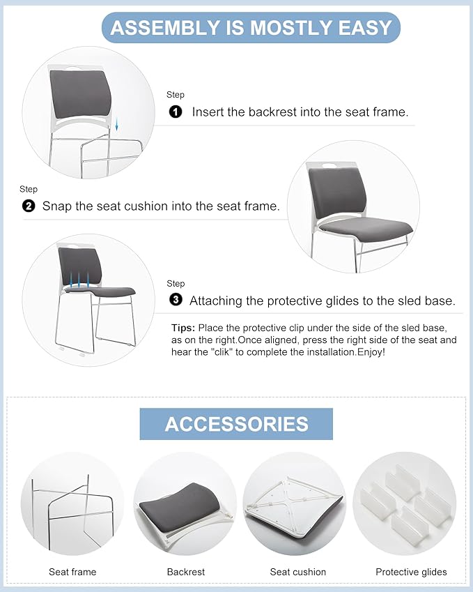 20 Stacking Chairs Stackable for Waiting Room, Office Home Guest Chair - Image 6