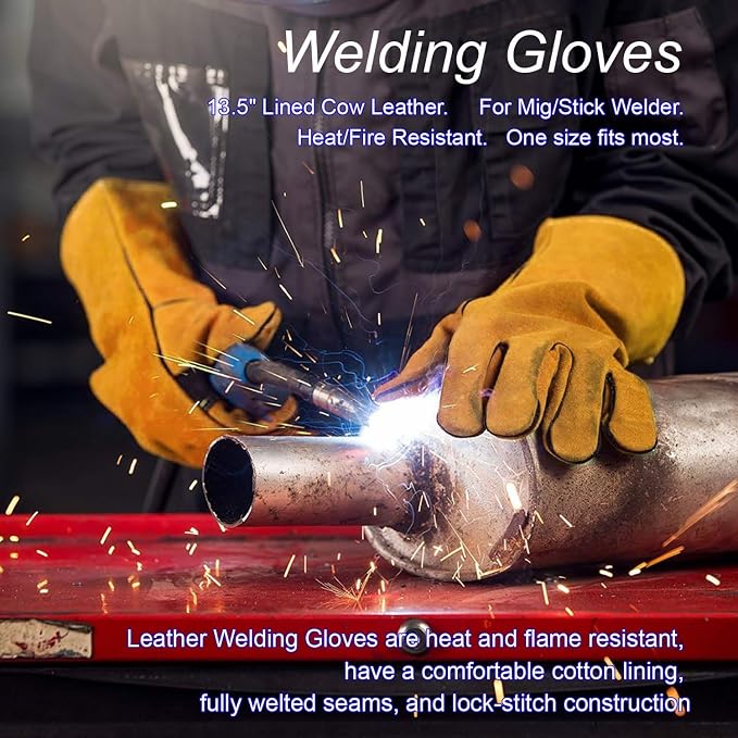 Welding Accessories, Chipping Hammer, Leather Welding Gloves 13.5", Soapstone - Image 3