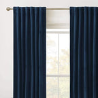 RYB HOME Navy Velvet Curtains 92 inches, Back Tab Soft Fabric Room Darkening - Image 2