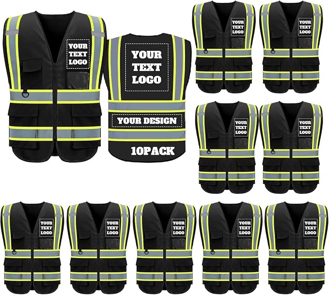 BeautyWill Custom Safety Vest Logo Class 2 High Visibility Reflevtive Vest by BeautyWill