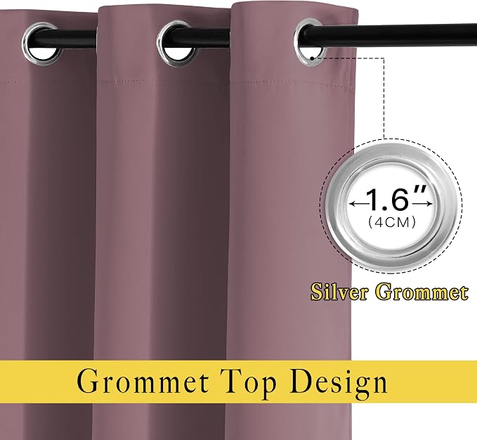 NICETOWN Dry Rose Blackout Curtains 84 inch Length 2 Panels, Grommet Thermal - Image 2