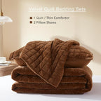 LEAONME Velvet Quilt Oversized California King-120''x120'', Lightweight Caramel - Image 6
