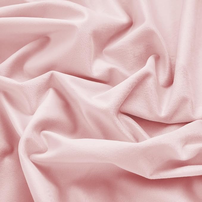 RYB HOME Baby Pink Velvet Curtains 90 inches, Back Tab Soft Fabric Room - Image 3