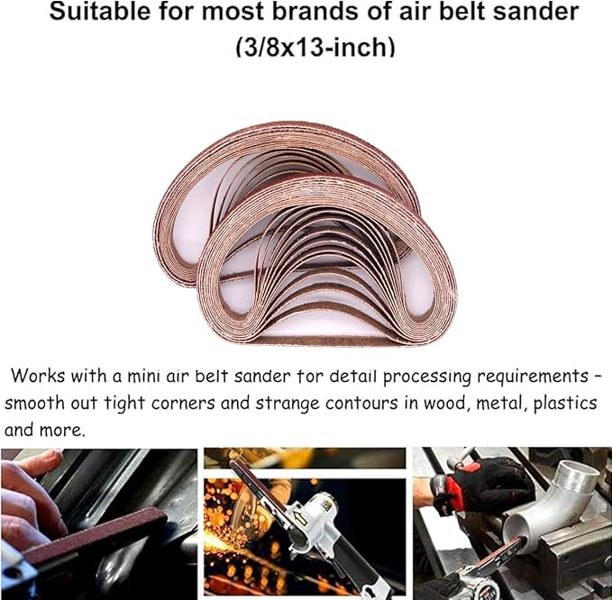 3/8 x 13 Inch Sanding Belts, 8 Each of 40, 240 Grits Aluminum Oxide Sander Belts - Image 6
