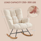 Rocking Chair Nursery Teddy Upholstered Glider Rocker Rocking Accent Chair - Image 2