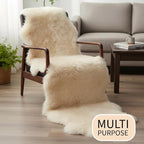 Premium Champagne Sheepskin Rug Genuine Double 2x6ft Pelt Fluffy Fur Rug - Image 9