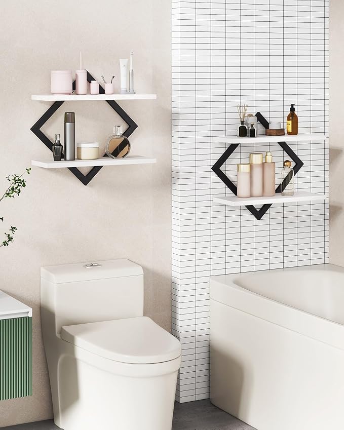 IBUYKE Floating Shelves, 15 Inch Wall Shelf Set of 2, Wall Mounted Shelves - Image 8