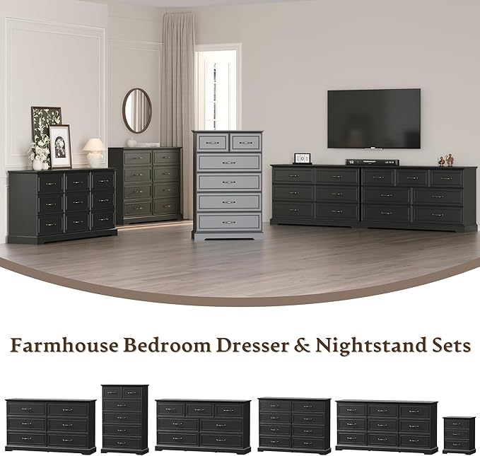 Farmhouse 8 Drawers Dresser for Bedroom, Rustic Wood Dresser TV Stand, Wooden - Image 7