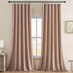 Joydeco Velvet Curtains Rose Beige Blackout Curtains Thermal Insulated 102 by JOYDECO