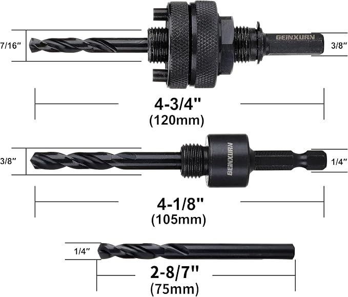 Hex Shaft Hole Saw Mandrel, 7/16-Inch and 3/8 Inch Hole Saw Arbor - Image 2