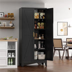 Farmhouse Pantry Cabinet with Barn Doors, 5-Tier Metal Storage Cabinet with 4 - Image 4
