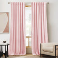 RYB HOME Baby Pink Velvet Curtains 84 inches, Back Tab Soft Fabric Room by RYBHOME