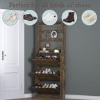 Shoe Cabinet with 3 Flip Drawers & Coat Rack, Narrow Hidden Shoe Storage Cabinet - Image 4
