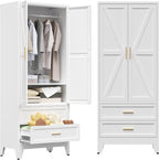 COFaR Metal Wardrobe Cabinet, 71 Farmhouse Armoire Wardrobe Closet by COFAR
