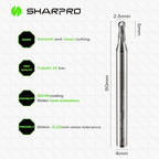Carbide Ball Nose End Mills Set 2 Flute 4mm SHK. 2.5mm Cutting Dia. 3D Carving - Image 2