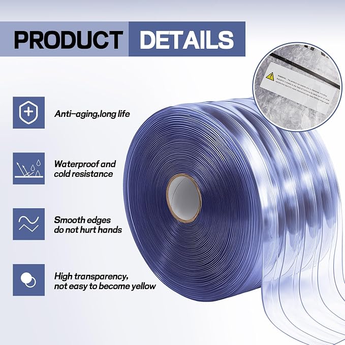 Moukeren Plastic Door Curtain for Winter 150 ft x 8 Inch Thermal Insulated - Image 3