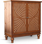 PHI VILLA Accent Cabinet with Door, Small Buffet Sideboard Cabinet with Rattan - Image 8