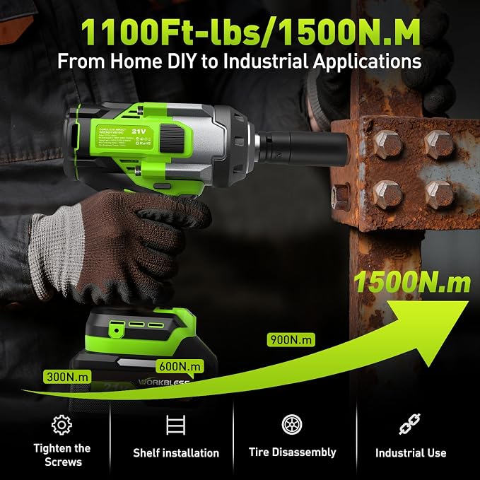 Brushless Cordless Impact Wrench 1500Nm High Torque, 1/2 Inch Impact Gun - Image 5