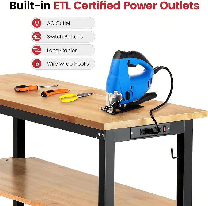 60 Inch Work Bench for Garage Adjustable Height Workbenches - Image 7
