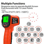 50:1 Infrared Thermometer Gun, -58°F to 2732°F Non-Contact Laser Temperature Gun - Image 3
