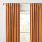 RYB HOME Gold Velvet Curtains 102 inches, Back Tab Soft Fabric Room Darkening - Image 2