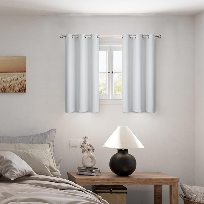 BGment Greyish White Short Blackout Curtains - Image 2