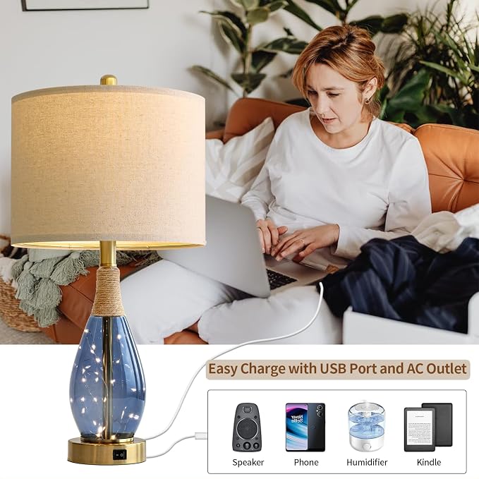 OYEARS 23" Table Lamps for Living Room Set of 2 Bedside Lamps for Night Stands - Image 8