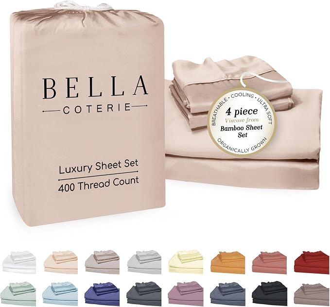 Bella Coterie Luxury Bamboo Viscose Cal King Size Sheet Set | 100% Organically by BC