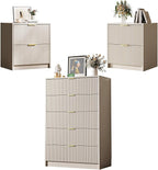 3-Piece Dresser Bedroom Set, 5 Drawer Dresser & 2 Drawer Nightstands by MAISONARIA