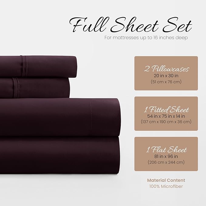 Linen Market Brushed Microfiber Full Sheet Set 4 Piece – Oeko-TEX Certified - Image 3