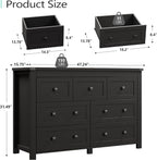 7 Drawer Dresser for Bedroom, Farmhouse Wood Chest of Drawers, Wide TV Stand - Image 3