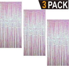 GOER 3.2 ft x 9.8 ft Metallic Tinsel Foil Fringe Curtains Party Photo Backdrop - Image 2