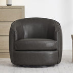 CHITA Swivel Barrel Chair, Modern Comfy FSC Certified Upholstered Faux Leather - Image 3