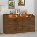 6 Drawer Dresser with Power Outlet, Chest of Drawers with LED Light, Modern by Gyfimoie