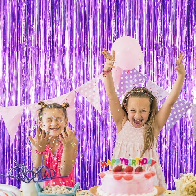 GOER 3.2 ft x 8.2 ft Metallic Tinsel Foil Fringe Curtains Party Photo Backdrop - Image 4