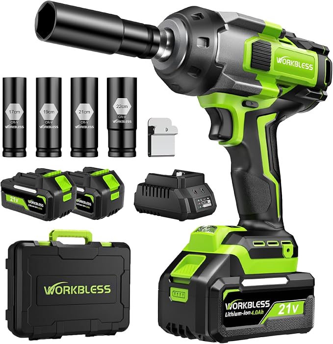 Brushless Cordless Impact Wrench 1500Nm High Torque, 1/2 Inch Impact Gun by WorkBless