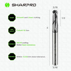 Carbide Ball Nose End Mills 2 Flute 3/16 Inch SHK. and Cutting Dia. 3D Carving - Image 2