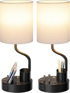 White Bedside Table Lamps for Bedroom Set of 2 - Image 8