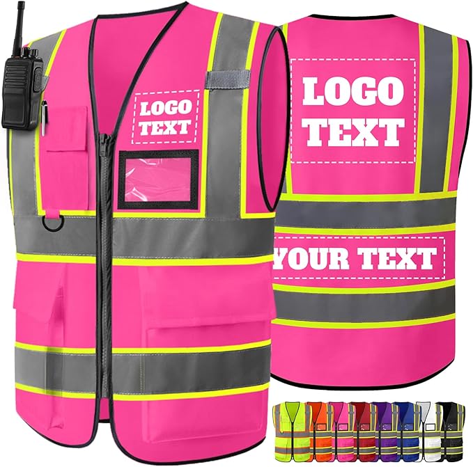 Custom Safety Vest High Visibility Reflective Customized Logo Construction Work by Nevaou